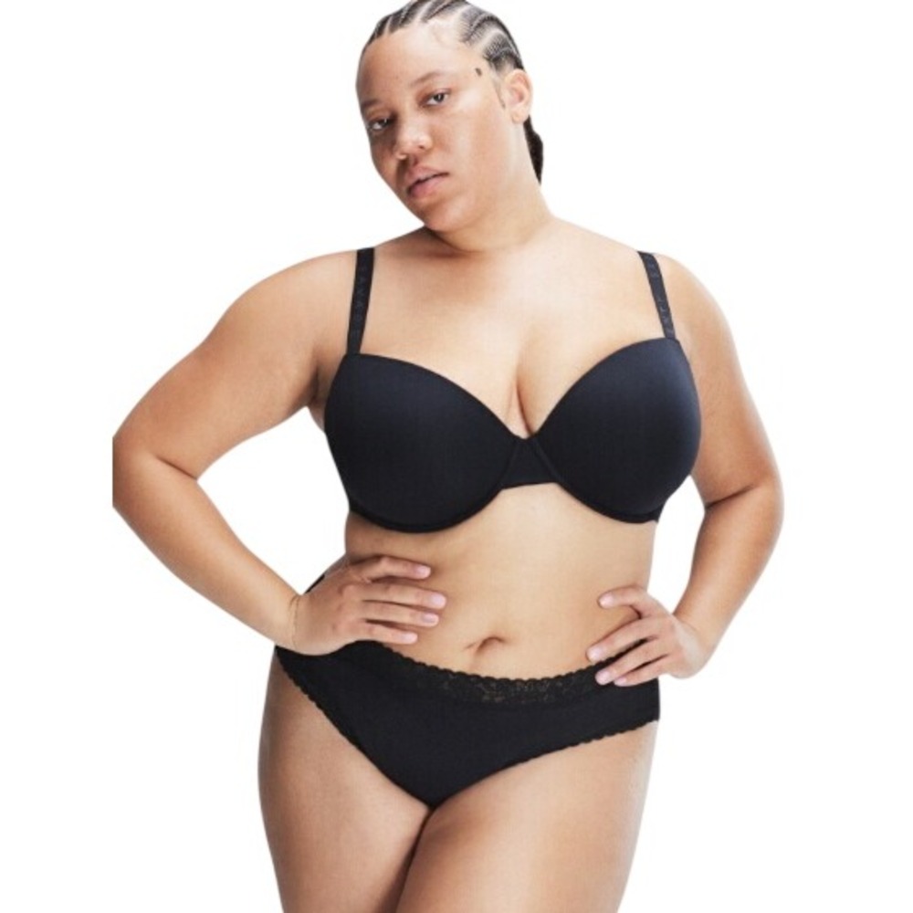 Savage X Fenty Black Cotton Essentials Demi T-Shirt Bra 46DD BA2458949-0687